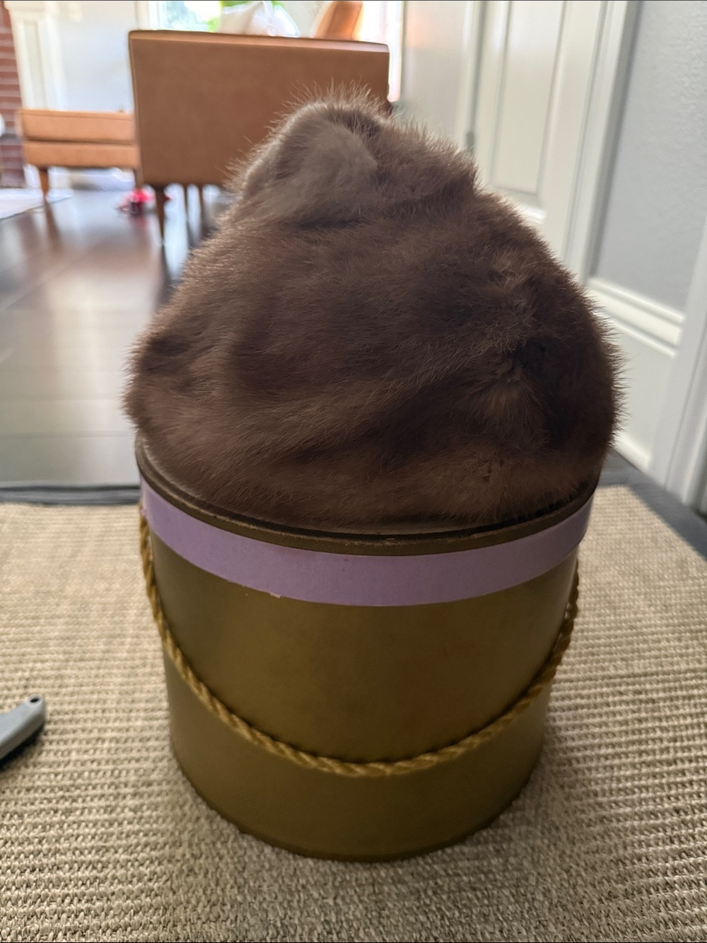 Vintage Brown mink Pillbox Hat